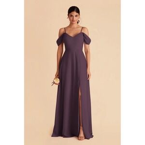 NWT Birdey Grey Devin Chiffon Plum Purple Maxi Bridesmaid Dress Medium